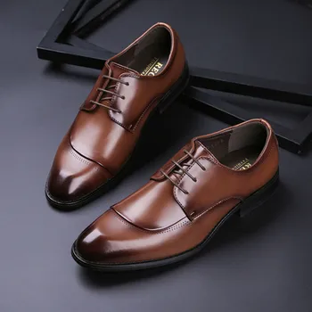  Мъжки Официалната Обувки Мъжки Oxfords От Естествена Кожа Италиански Модел Обувки 2021 година Сватбени Кожени Бизнес Обувки с дантела прозорци
