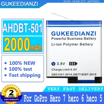  GUKEEDIANZI 2000 mah AHDBT-501 Батерия За Gopro Hero 5/6/7, Go Pro Hero 5, Hero 6, Hero 7 Черно, Hero 2018 Телефон Batteria