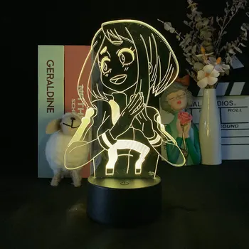  Моят Герой Академия Очако Урарака 3D лека нощ за Спалня Декор Светлина За Рожден Ден Цветни Подарък Led Лампа Манга Подарък за Бебето