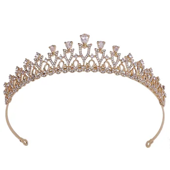  Булчински сватбена прическа лента за глава за рожден ден сплав с инкрустирани кристали циркон прости сватбени аксесоари малка корона