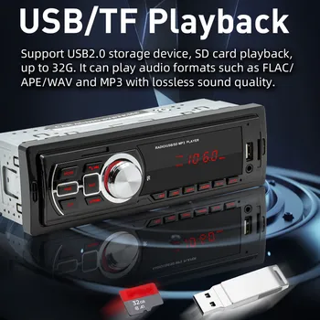  Авто радио Стерео музикален Плейър Цифрова Bluetooth Автомобилен MP3 плейър 60Wx4 FM радио-Стерео Аудио Музика от USB/SD карта с AUX-Вход