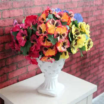  Изкуствени цветя, Сватбена Моделиране цвете 5 вилица трикольор емайл творческа декорация на дома, копринени цветя изкуствено растение FZ121