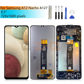  За Samsung Galaxy A127 Сензорен Дисплей Дигитайзер В Събирането на Рамката на LCD-панел За Samsung A12 Светлин LCD Резервни Части