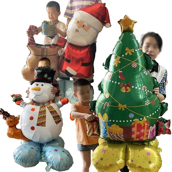  3 Комплекта Стоящи Коледни Декоративни Балони Голям Дядо Коледа Голямата Коледна Елха, Снежен Човек Коледен Къща 2023 Коледни Аксесоари