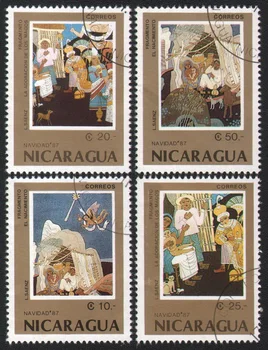  4 бр./компл. Пощенски марки Никарагуа 1987 Световно Известни Картини, Използването на Пощенски Марки с Маркировка за Колекционери