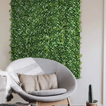  Изкуствени зелени листа декорация на стената на оградата могат да се простират на листата на растението екрана оградата уединение, подходящи за дома, градината
