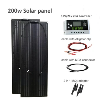  200 W Комплект слънчеви панели с LCD контролер на заряд на 12/24 В АВТОБУСА Лодка с решетки