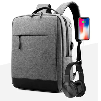  НОВ Мъжки Раница USB Акумулаторна Чанта За Лаптоп, Пътна Бизнес Чанта За Почивка, Голяма Голям Модерен Проста Чанта