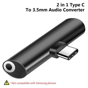  Конвертор с конектор Тип C за 3,5 мм Аудиоадаптер за слушалки C за 3,5 мм Кабел Aux вход за слушалки Тип C Тип кабел Конвертор USBAdapter