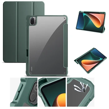  За Xiaomi Mi pad Mi Pad 5 Pro Калъф 11-инчов Таблет от Изкуствена Кожа със Сгъваща се Стойка Луксозно Прозрачно Задната част на Магнитна Капачка за Xiomi Pad 5 Калъф