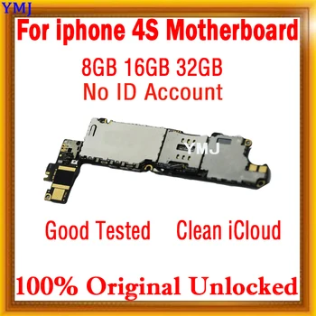  100% Оригинал за iPhone 4S дънна Платка със система IOS Пълен Чипове Безплатно iCloud за iphone 4S Отключен дънна Платка с 16 GB 32 GB Плоча