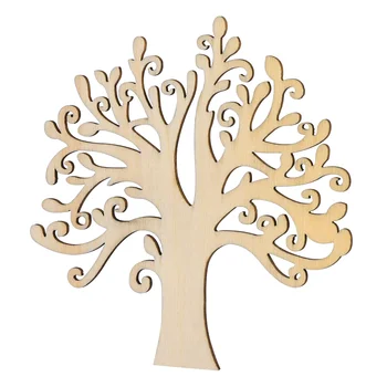  Дърво Дървени Дървени Орнаменти Занаяти Празни Бижута Занаят Семейство За Цял Живот Украса Рамка Голям Сам Формата На Силует Благодарен