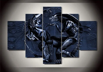  Плакат на платно Alien Xenomorph Moive за Украса на дома с 5 бр., без рамка