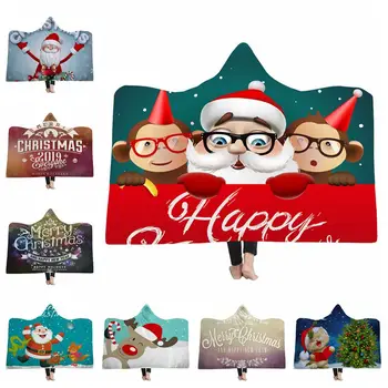  Червено и Зелено Фланелевое Меко Одеяло на Дядо Коледа 3D Одеяло с Коледни Надписи, Подаръци За Деца и Възрастни