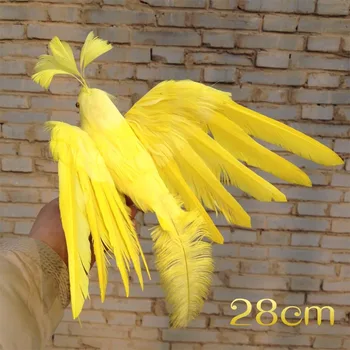  около 28 см имитация на крила модел птици от пяна, кожа и жълта птица кукла подарък 0740