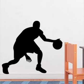  Баскетболист Стикер На Стената Спортни Тапети, Стенни Рисувани Баскетбол Стикери За Стена За Момчета Спалня Залепваща Художествена Живопис Декор Спални
