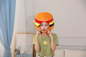  38 см Cosplay Моделиране прекрасен Хамбургер шапка Карикатура прическа снимка подпори за изказвания Меки Плюшени Играчки костюм вечерни момиче