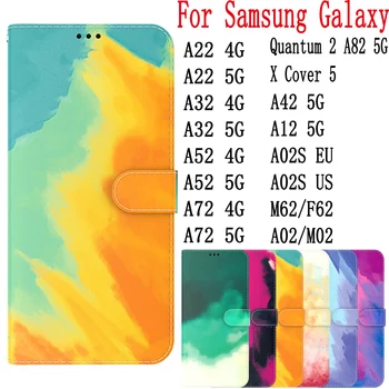  JESSLEILeather Чанта-портфейл с Панти капак калъф За Samsung Galaxy A22 A32 A52 A72 A12 A42 A02S M62 F62 А02 M02 X Калъф 5 4G 5G