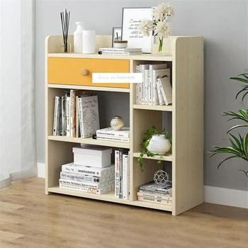  D4417 Модерна Проста Bookshelf Многофункционален Дървени Шкафове За Спални Творчески Икономичен Многослоен Книжния Шкаф С Чекмедже
