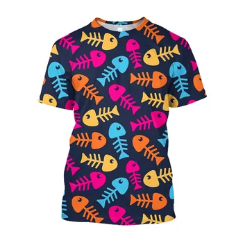 Jumeast 3D Тениски С принтом Океански животни, Тениски С Изображение на Риба и Скариди, Графични Тениски За Мъже, Ежедневни Младежки Дрехи Големи Размери Kawaii