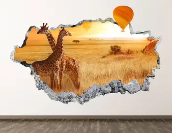  Стикер За Стена с Жирафа - Африканско Животно 3D Разби Стенни Художествена Стикер Декор на Детска Стая на Винил Домашен Плакат На Поръчката Подарък KD912