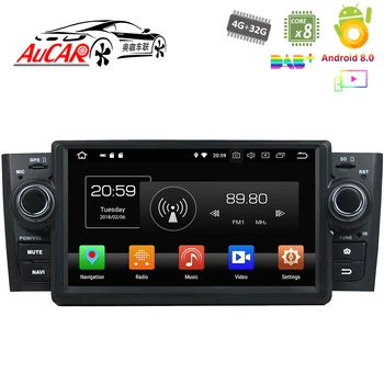  Android 8,0 Кола DVD плейър за Fiat Linea Grand Punto GPS Автомобилна Мултимедийна Система HD Bluetooth Радио, WIFI FM AM RDS 4G AUX 1 Din