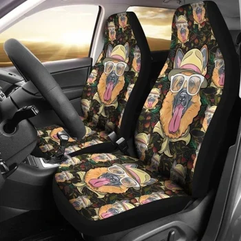  Сладък Калъфи за автомобилни седалки от немската Овчарка с Очила 091706, Опаковки от 2 Универсални Защитни покривала за предните седалки