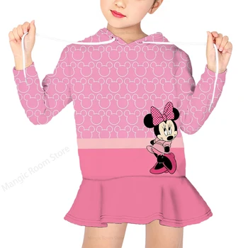  2022 Момичета Disney Мики Маус, Мини Маус Принт Hoody С Дълъг Ръкав Сладък Свободен Пуловер Есен Зима Случайни Топ С Кръгло Деколте