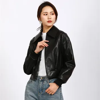  2020 Пролетни дамски маркови нови висококачествени отворени якета от естествена кожа в корейски стил от овча кожа, палта от естествена кожа B731