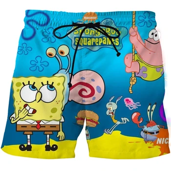  Модерен Мъжки Плажни Панталони С 3D Принтом, Анимационна Гъба, Семейна Почивка, Любителите на Плажа, Спортни, Лесно Сохнущие Мъжки Плажни Панталони