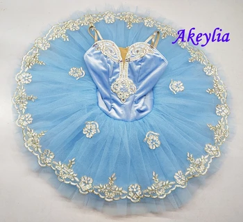  Небето е синя Предпрофессиональная балетната поличка, Танцов костюм за възрастни, Блинная пакетче с Купальником за Момичета, Балетное Рокля, Дамски пакетче, кралско синьо