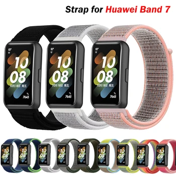  Каишка за Huawei Band 7 Найлон Дишаща Спортен Каишка за Часовник с Линия Pulsera Correa Взаимозаменяеми Каишка Huawei Smart Watch 7 Аксесоари
