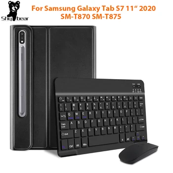  Калъф с Клавиатура за Samsung Galaxy Tab S7 11 Инча Tablet T870 T875 Калъф с Безжична Клавиатура Bluetooth Мишка
